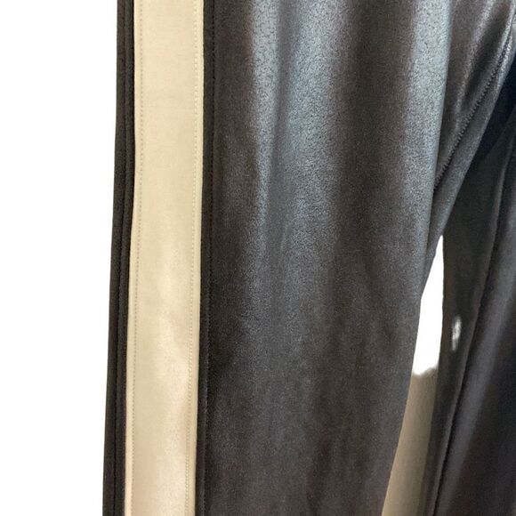 Spanx Black Faux Leather Leggings Side Stripe Large - Picture 4 of 6